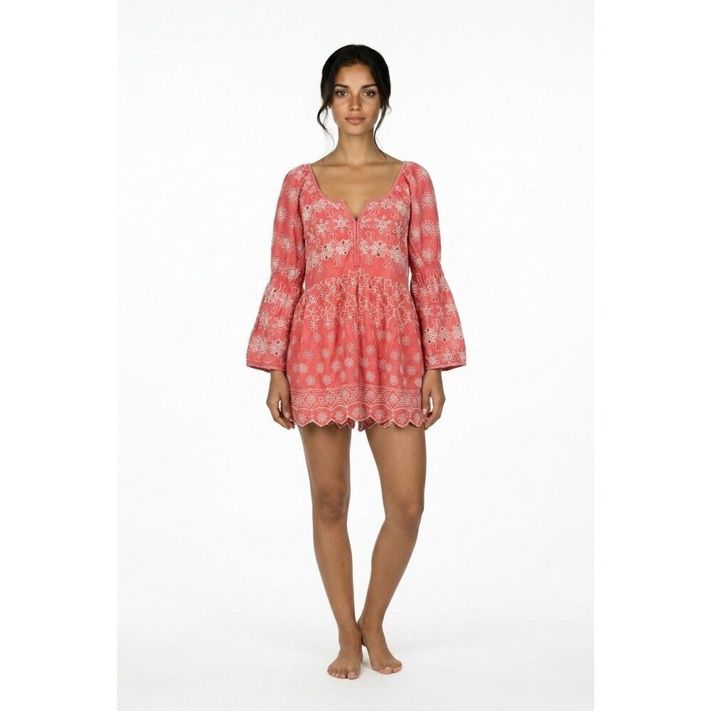 Meena Mahal Embroidered Pink Mini Dress/Tunic Medium - Picture 1 of 5